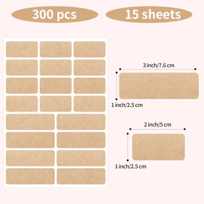 Kraft Label Stickers Removable Writable Gift Labels SelfAdhesive Brown Labels for Essential Oil Bottle Jars Food Storage or Gift Decoration 2 Size 300 Sheet