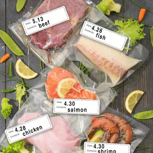 600pcs Removable Freezer Labels 1x3 Inch - Write-On & Easy Clean No Residue Food Storage Stickers with Date & Contents Fields for Kitchen, Restaurants, Markets (Black), Freezer Food Storage, Restaurant Supply, Visible Label Design, Writable Surface