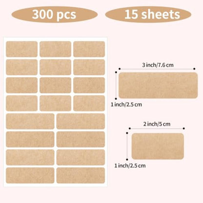 Kraft Label Stickers Removable Writable Gift Labels SelfAdhesive Brown Labels for Essential Oil Bottle Jars Food Storage or Gift Decoration 2 Size 300 Sheet