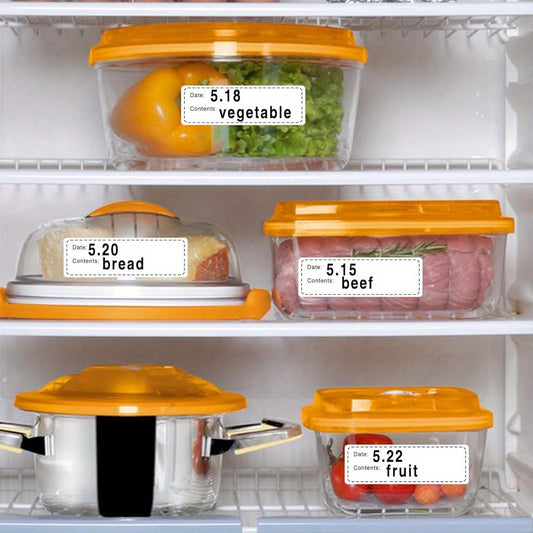 600pcs Removable Freezer Labels 1x3 Inch - Write-On & Easy Clean No Residue Food Storage Stickers with Date & Contents Fields for Kitchen, Restaurants, Markets (Black), Freezer Food Storage, Restaurant Supply, Visible Label Design, Writable Surface