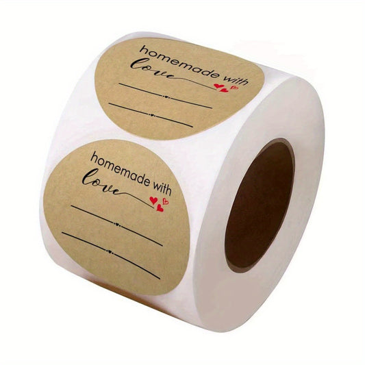 500pcs Jar Labels Stickers Homemade with Love with Lines Writable Self- Adhesive Stickers Labels for Storage Bin Food Container Cosmetic Oil Spice Bottle Canning Crafts Organizing Gift Price Tags